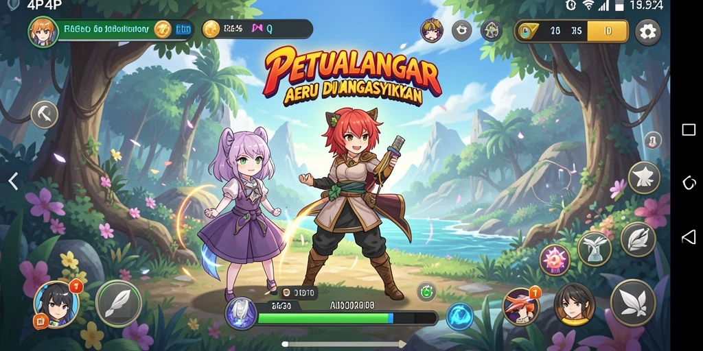 Tampilan gameplay seru dari 4P4P yang memperlihatkan pertarungan karakter Anime.