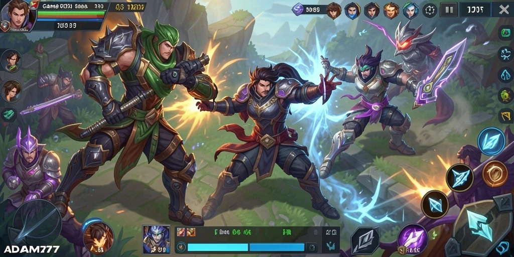 Tampilan gameplay seru dengan pertarungan antar hero yang menegangkan.