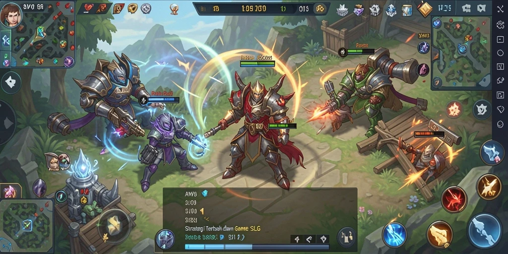 Screenshot gameplay AW8 menampilkan strategi perang yang seru.