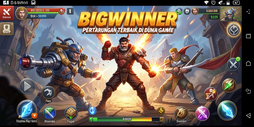 Screenshot menampilkan aksi pertarungan epik di BIGWINNER.