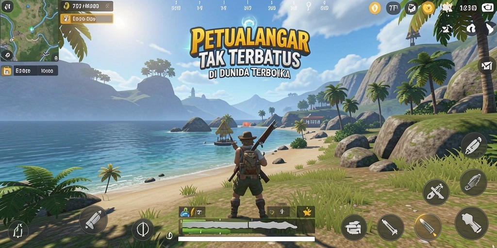 Tampilan gameplay F7F7 dengan petualangan eksplorasi dunia terbuka yang luas.