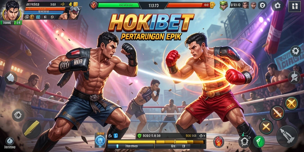 Tampilan pertarungan seru dan karakter unik dari HOKIBET.