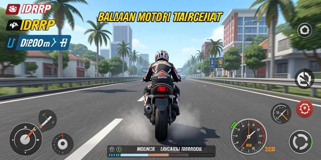 Gameplay mendebarkan di IDRRP dengan motor balap tercepat.