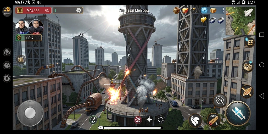 Tampilan gameplay menarik dari MAJ777, penuh dengan aksi Tower Defense.