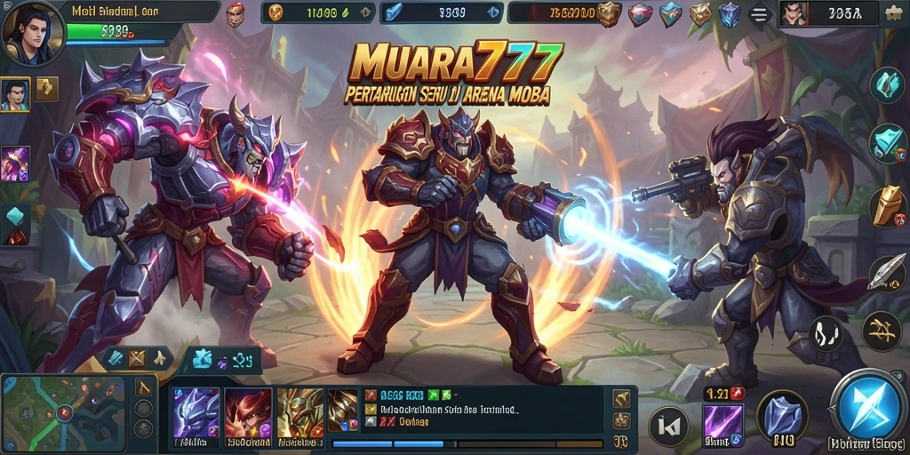 Tampilan gameplay seru di arena pertempuran MOBA