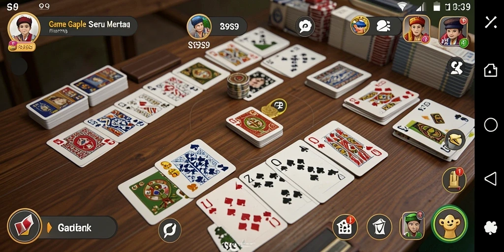 Screenshot gameplay <strong>S9S9</strong> yang menampilkan suasana bermain Gaple yang penuh semangat.