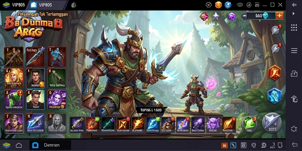 Screenshot menunjukkan aksi dinamis dalam game ARPG VIP805.