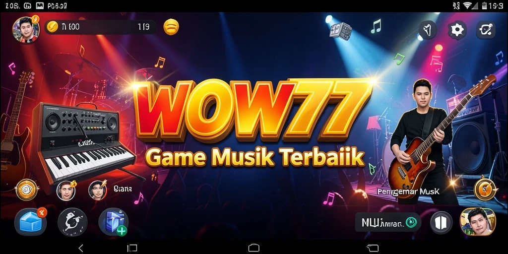 Screenshot utama dari gameplay seru WOW77 yang menampilkan interaksi musik.